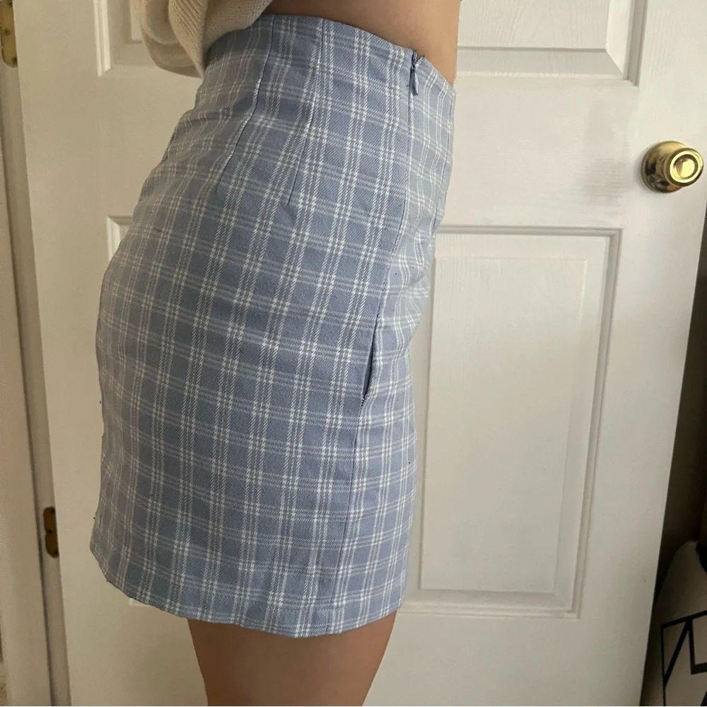 Blue plaid John galt skirt - Picture 2 of 6